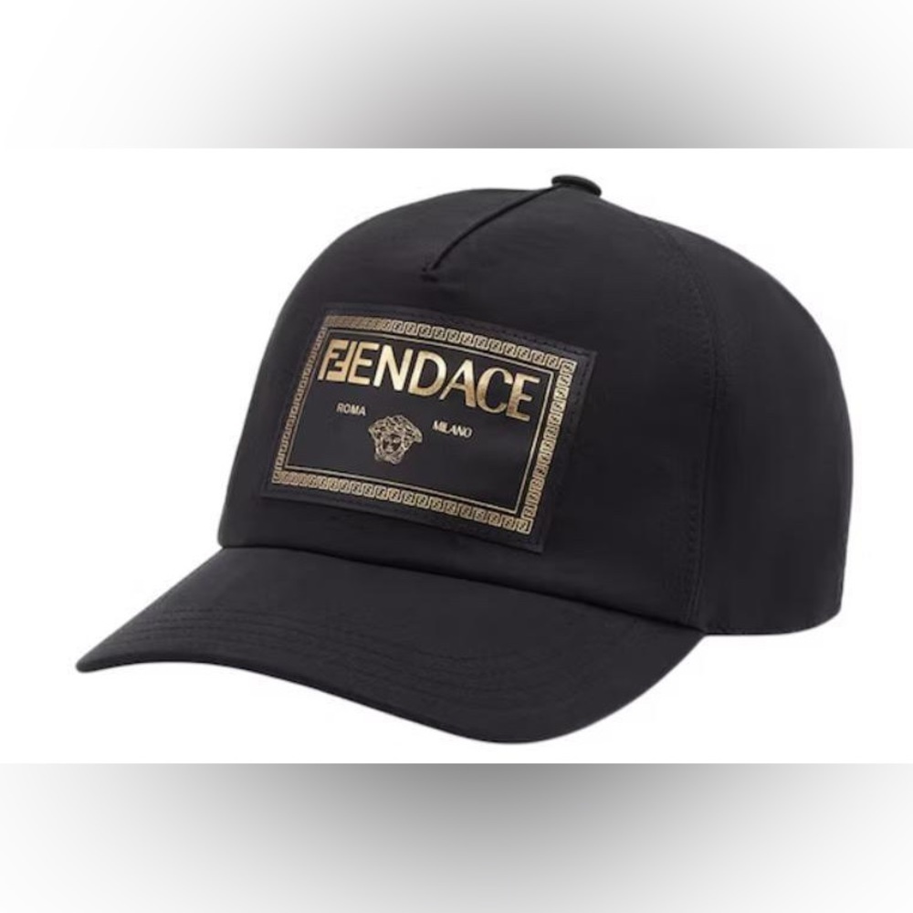 Fendace Fendi x Versace unisex monogram logo leather baseball cap hat NEW
